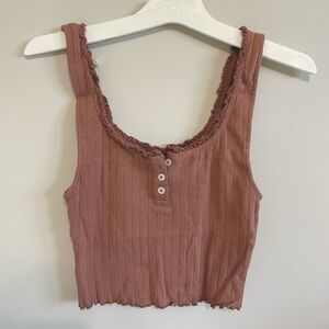 American Eagle Women's Cropped Ribbed Tank Top